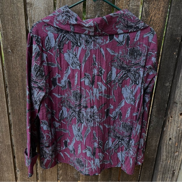 Habitat Button Cowl Linen Blend Top In Berry Sz M - Picture 7 of 12